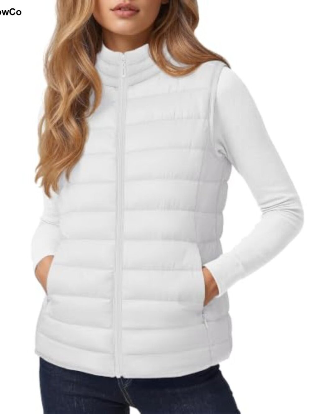 Quilted Puffer Vest Lightweight Sleeveless Puffy Jacket for Women